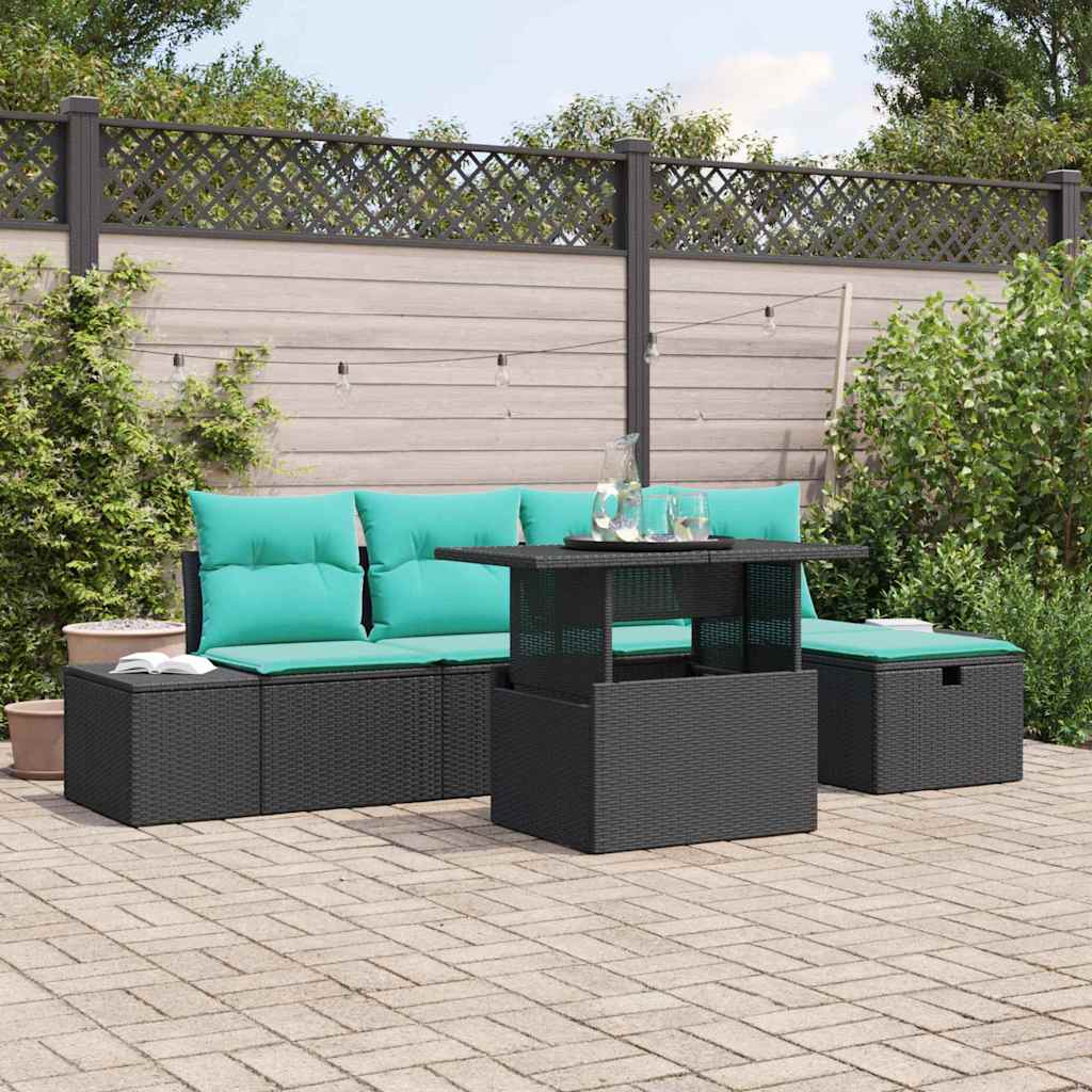 Gartensofa-set 6 stk. Poly-Rattan