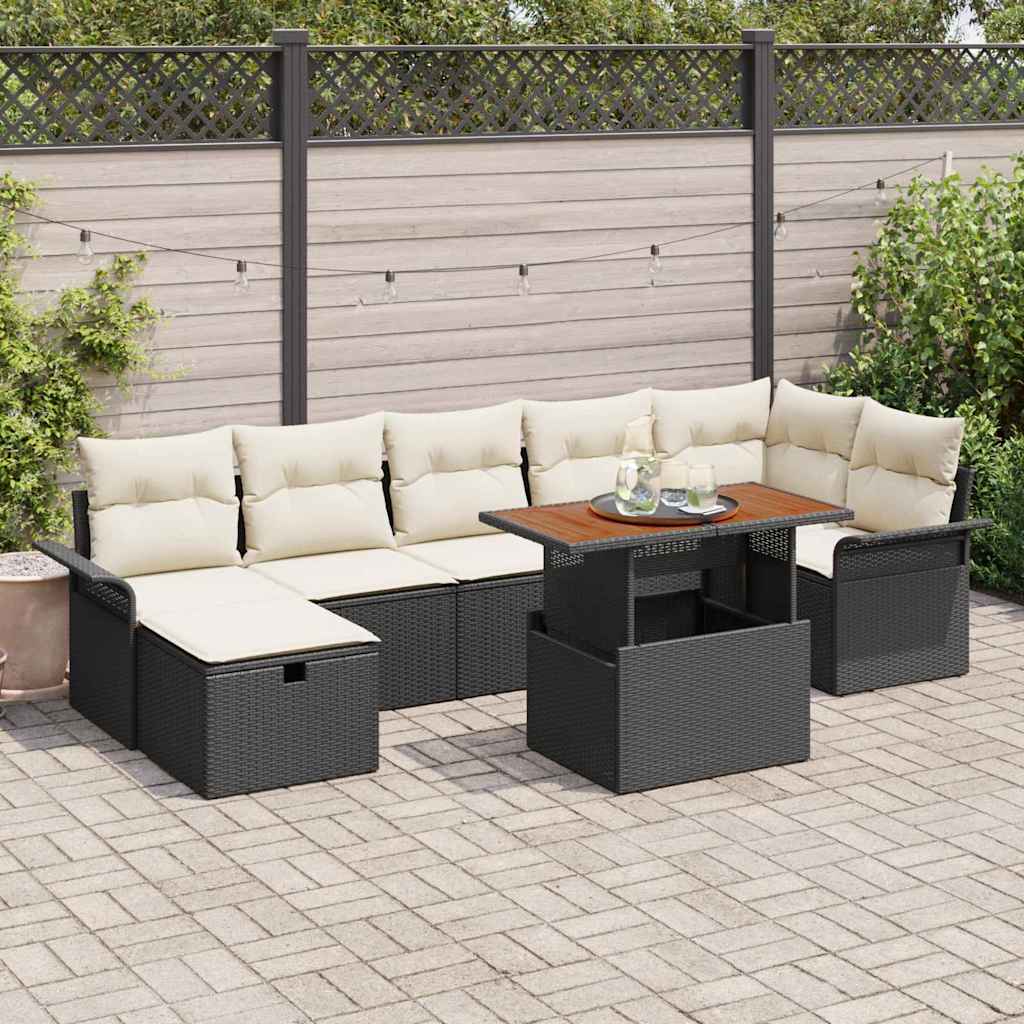 Gartensofa-set 8 stk. Schwarz Poly-Rattan