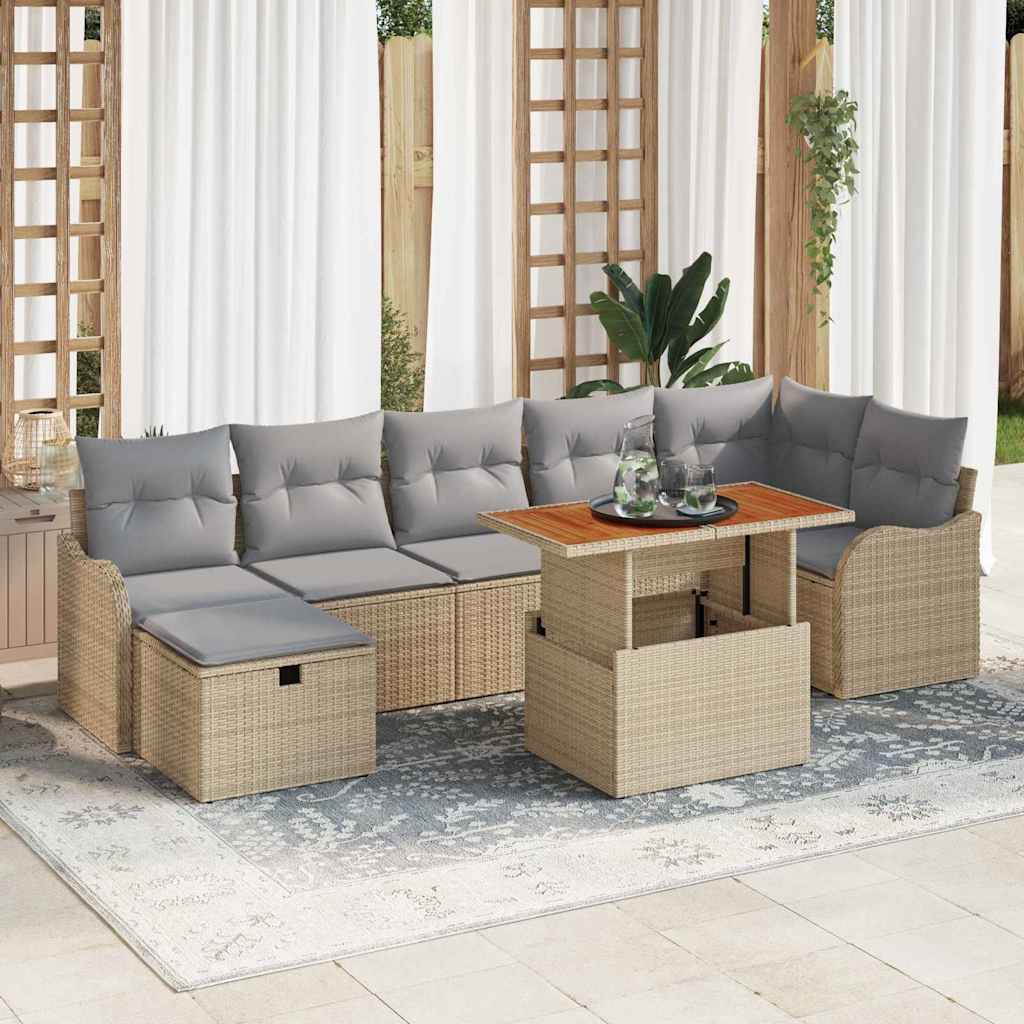 Gartensofa-set 8 stk. Beige Poly-Rattan