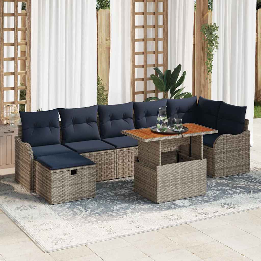 Gartensofa-set 8 stk. Grau Poly-Rattan