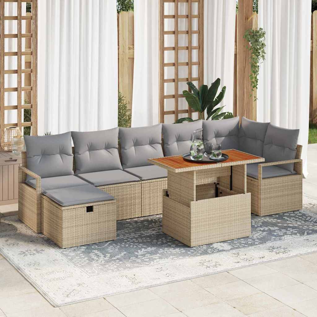 Gartensofa-set 8 stk. Beige Poly-Rattan