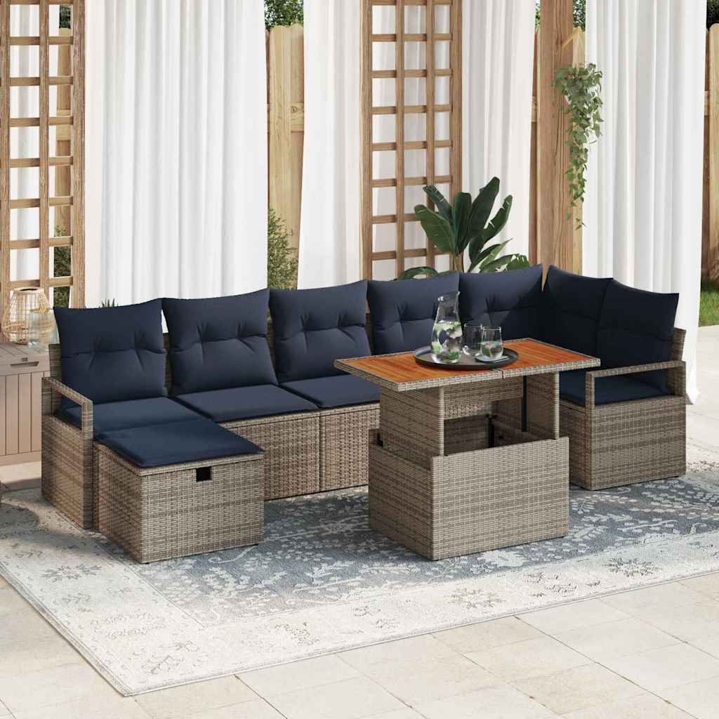 Gartensofa-set 8 stk. Grau Poly-Rattan
