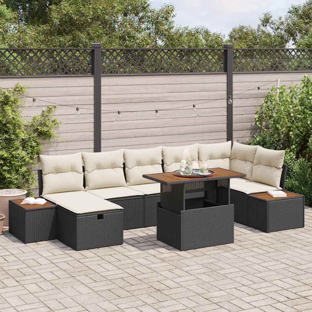 Gartensofa-set 8 stk. Schwarz Poly-Rattan