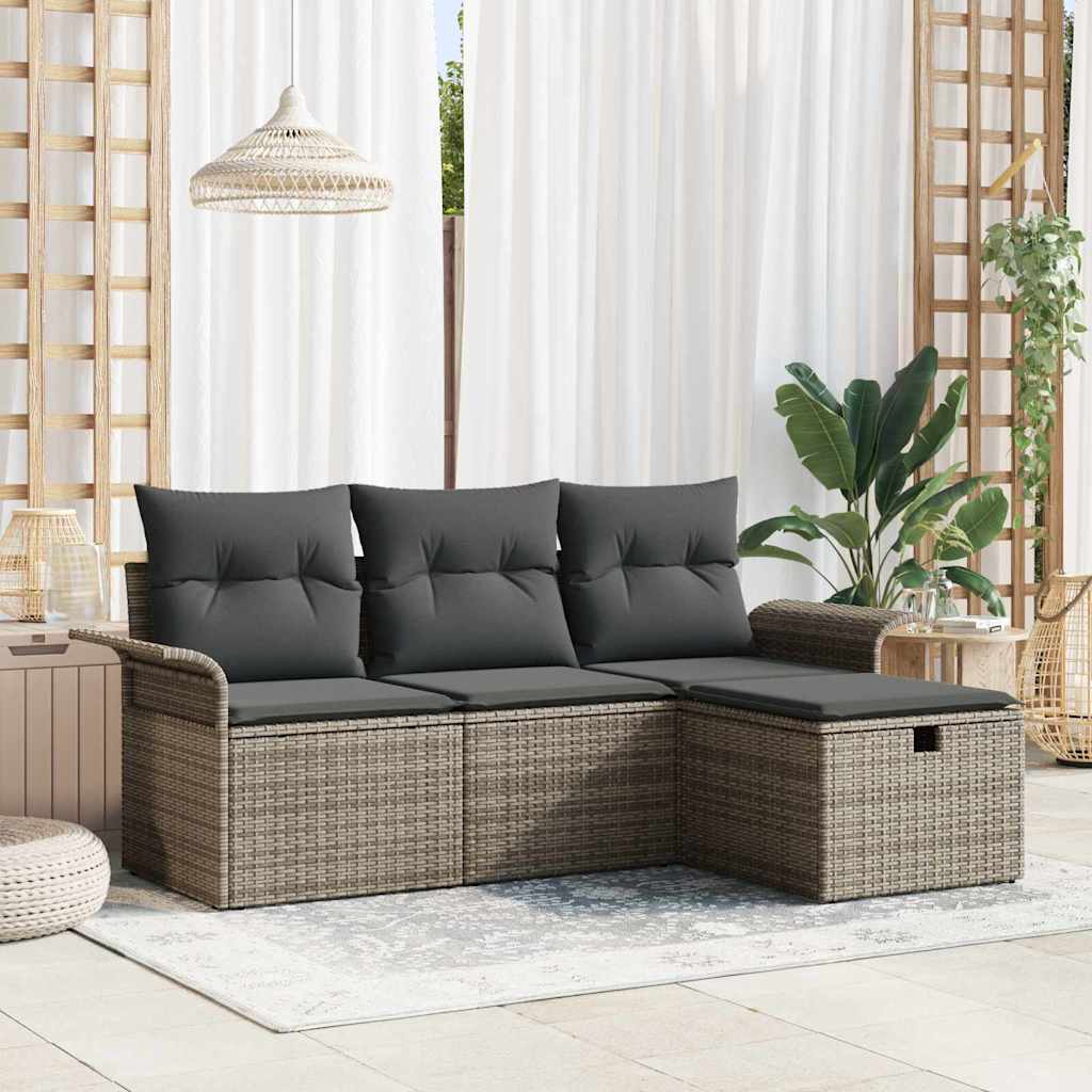 Gartensofa-set 4 stk. Poly Rattan