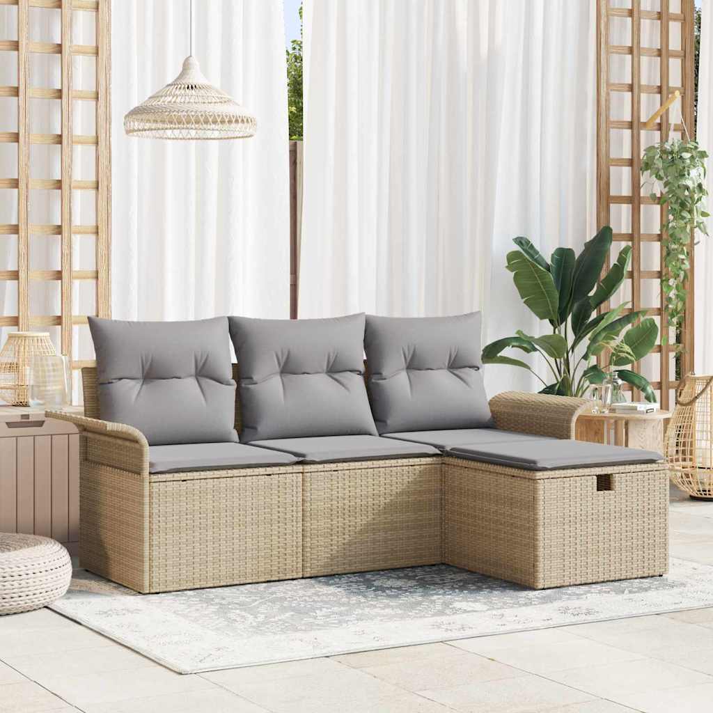 Gartensofa-set 4 stk. Poly Rattan