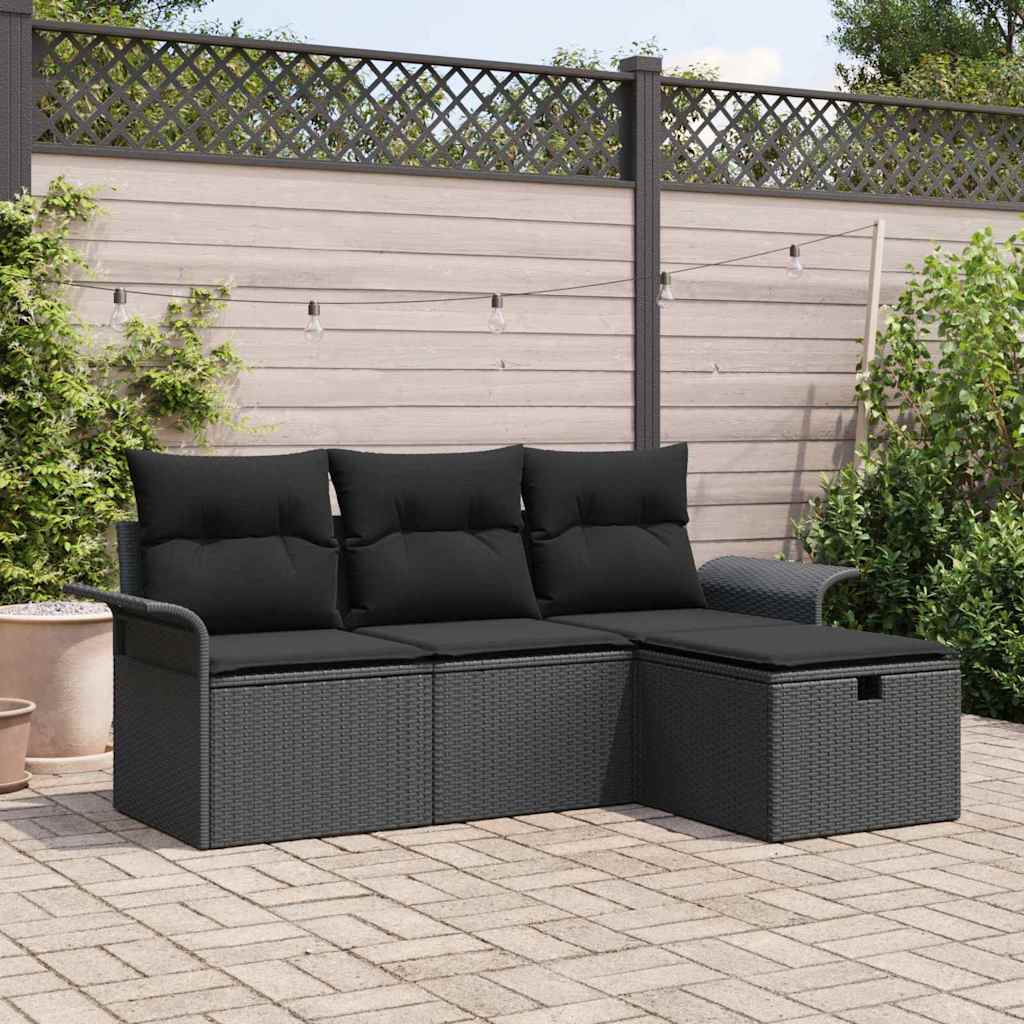Gartensofa-set 4 stk. Poly Rattan