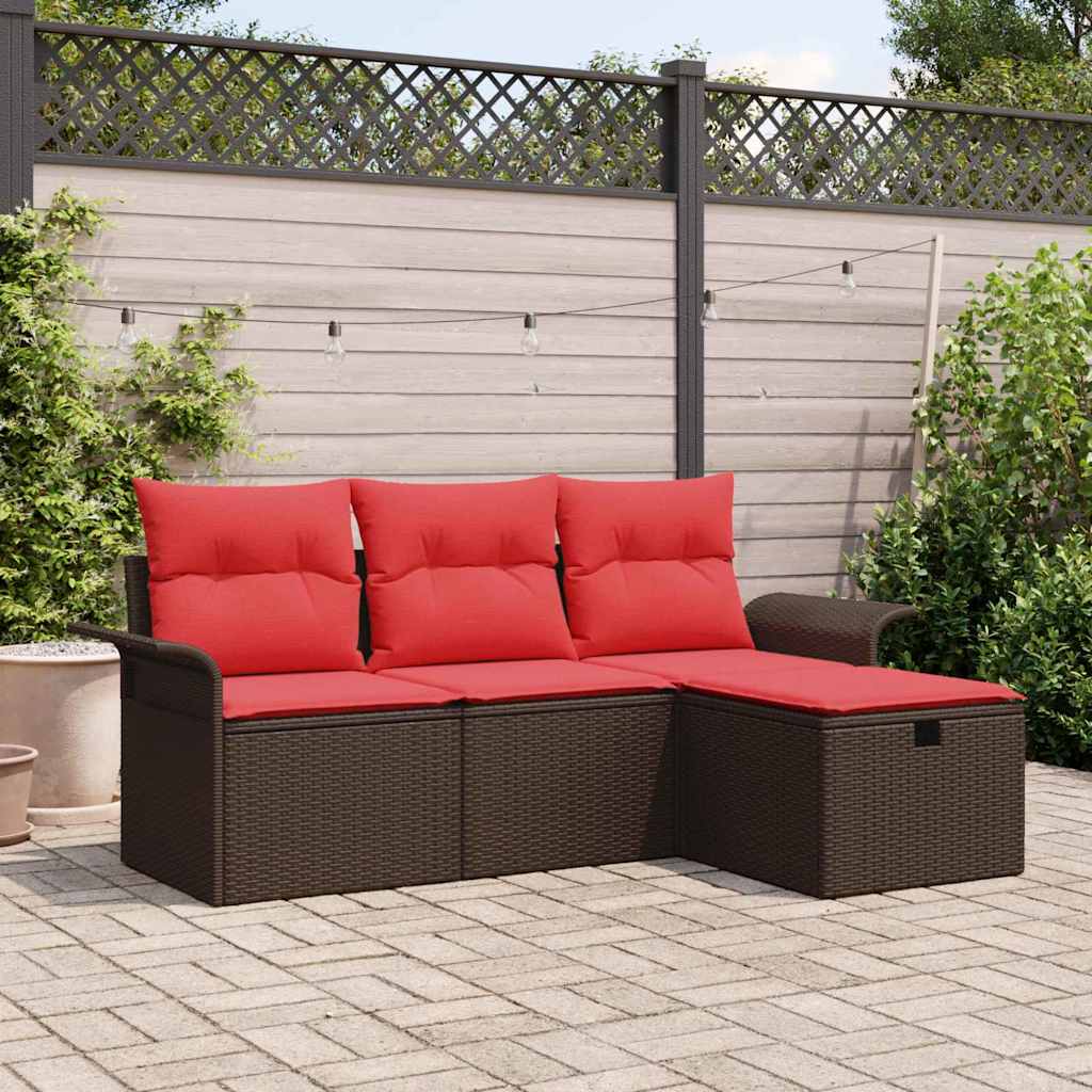Gartensofa-set 4 stk. Poly Rattan