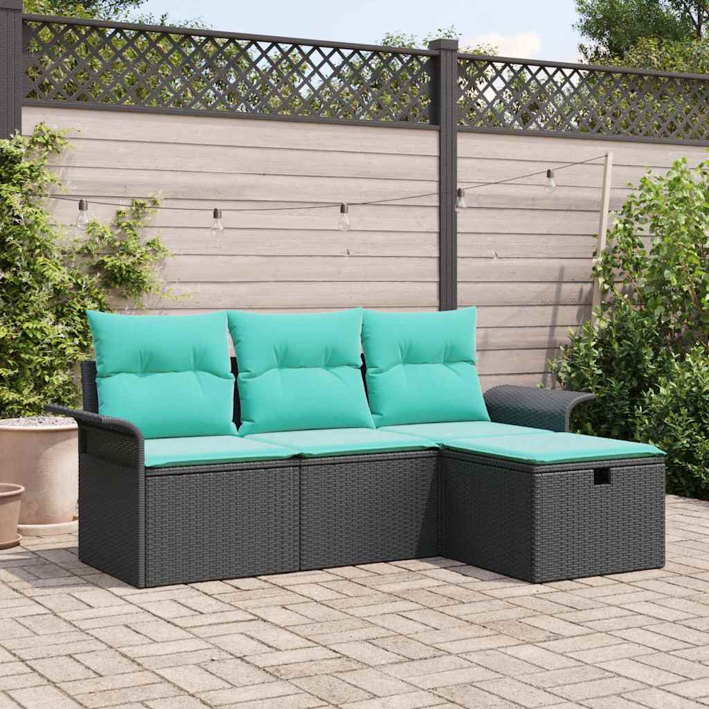 Gartensofa-set 4 stk. Poly Rattan