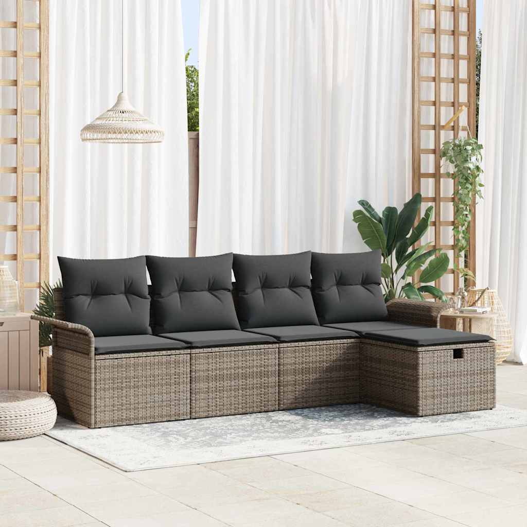 Gartensofa-set 5 stk. Poly Rattan