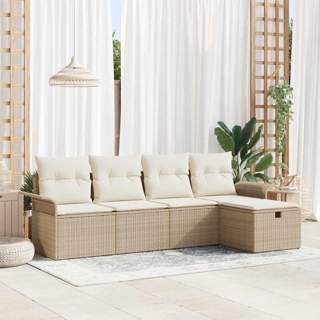 Gartensofa-set 5 stk. Poly Rattan