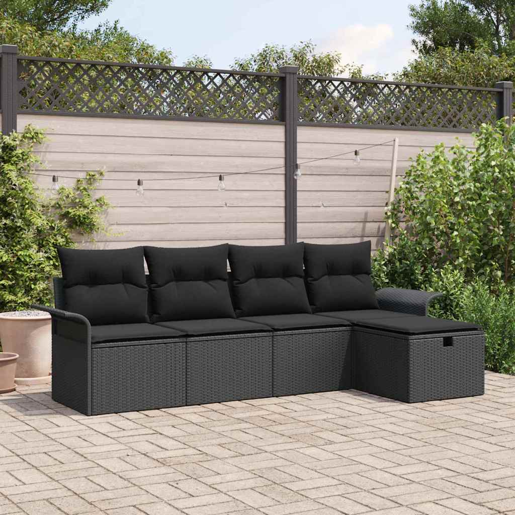 Gartensofa-set 5 stk. Poly Rattan