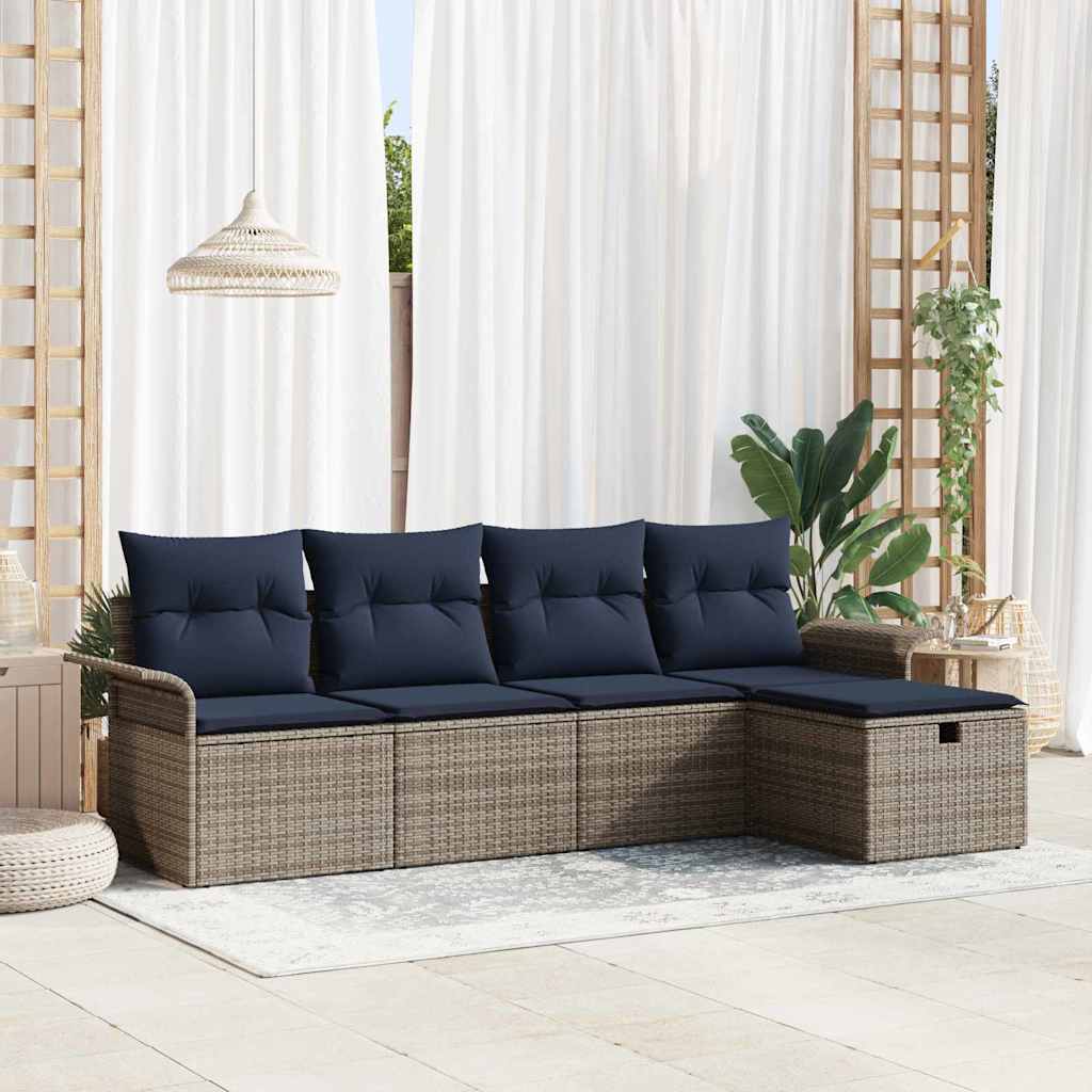 Gartensofa-set 5 stk. Poly Rattan