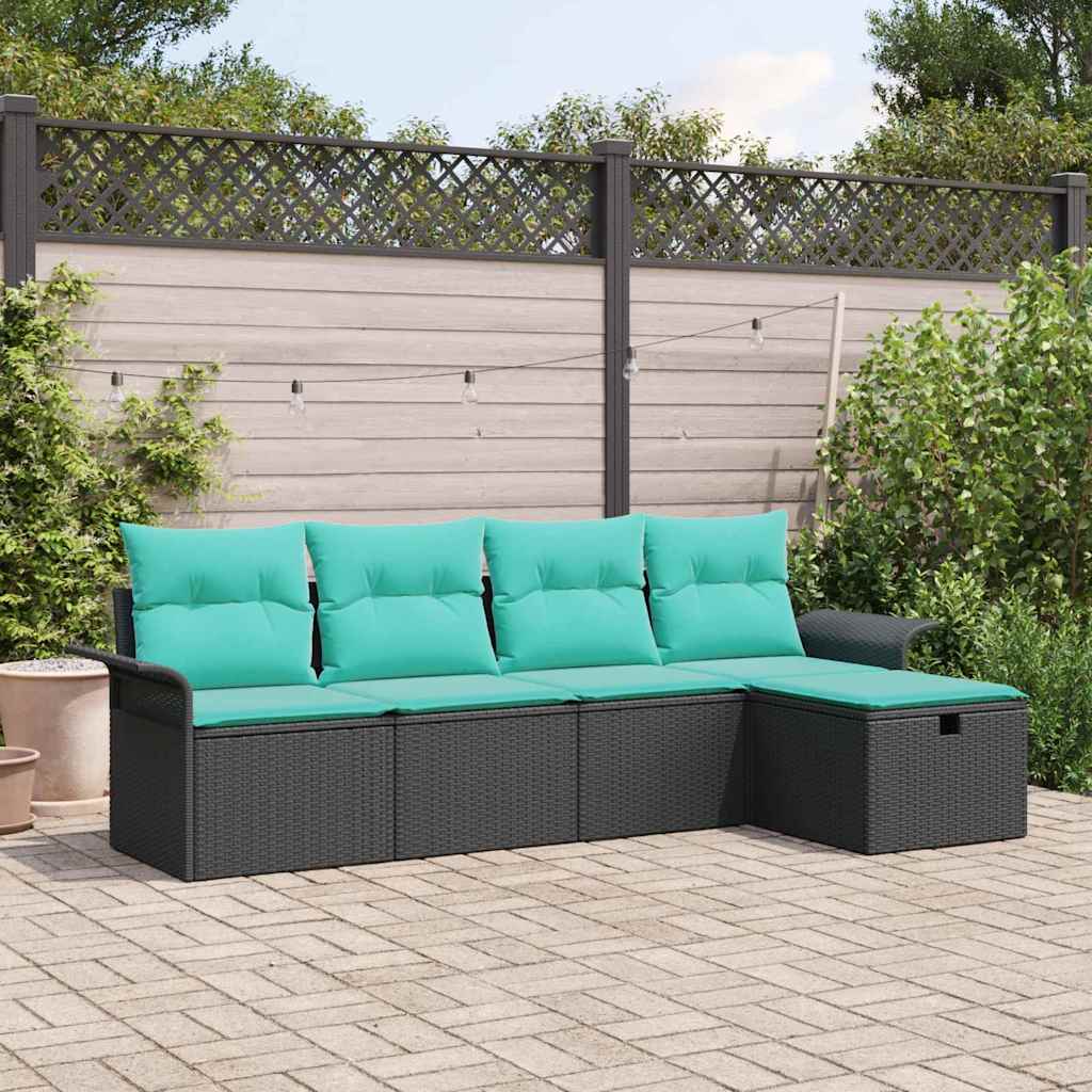 Gartensofa-set 5 stk. Poly Rattan