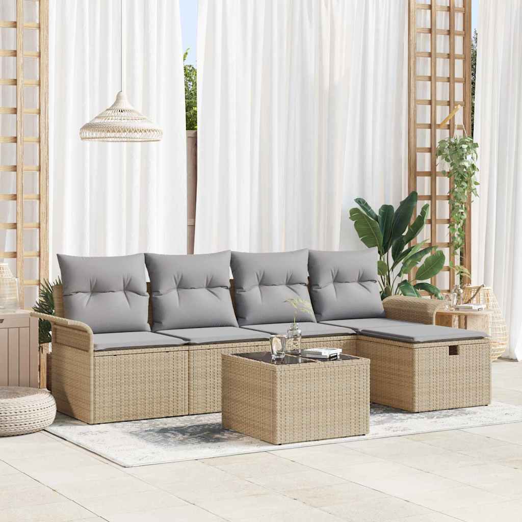 Gartensofa-set 6 stk. Poly Rattan