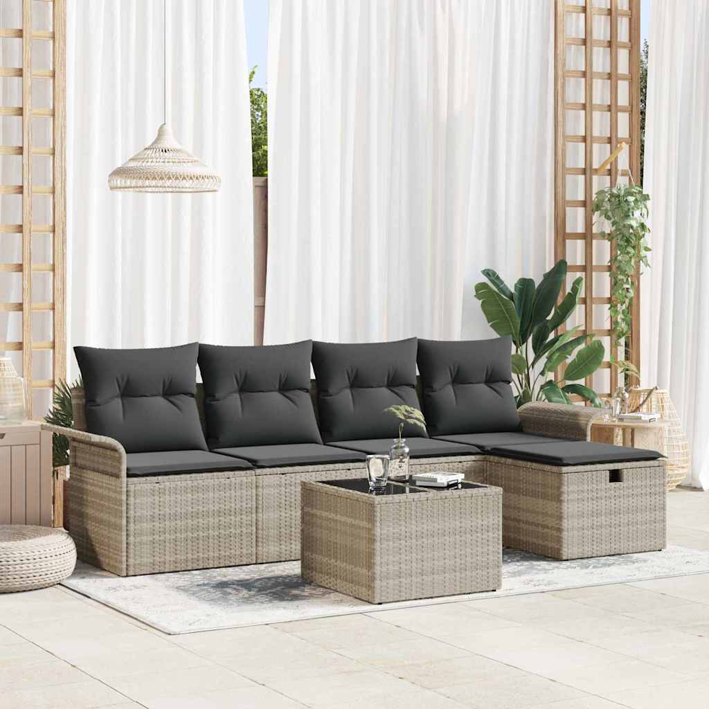 Gartensofa-set 6 stk. Poly Rattan