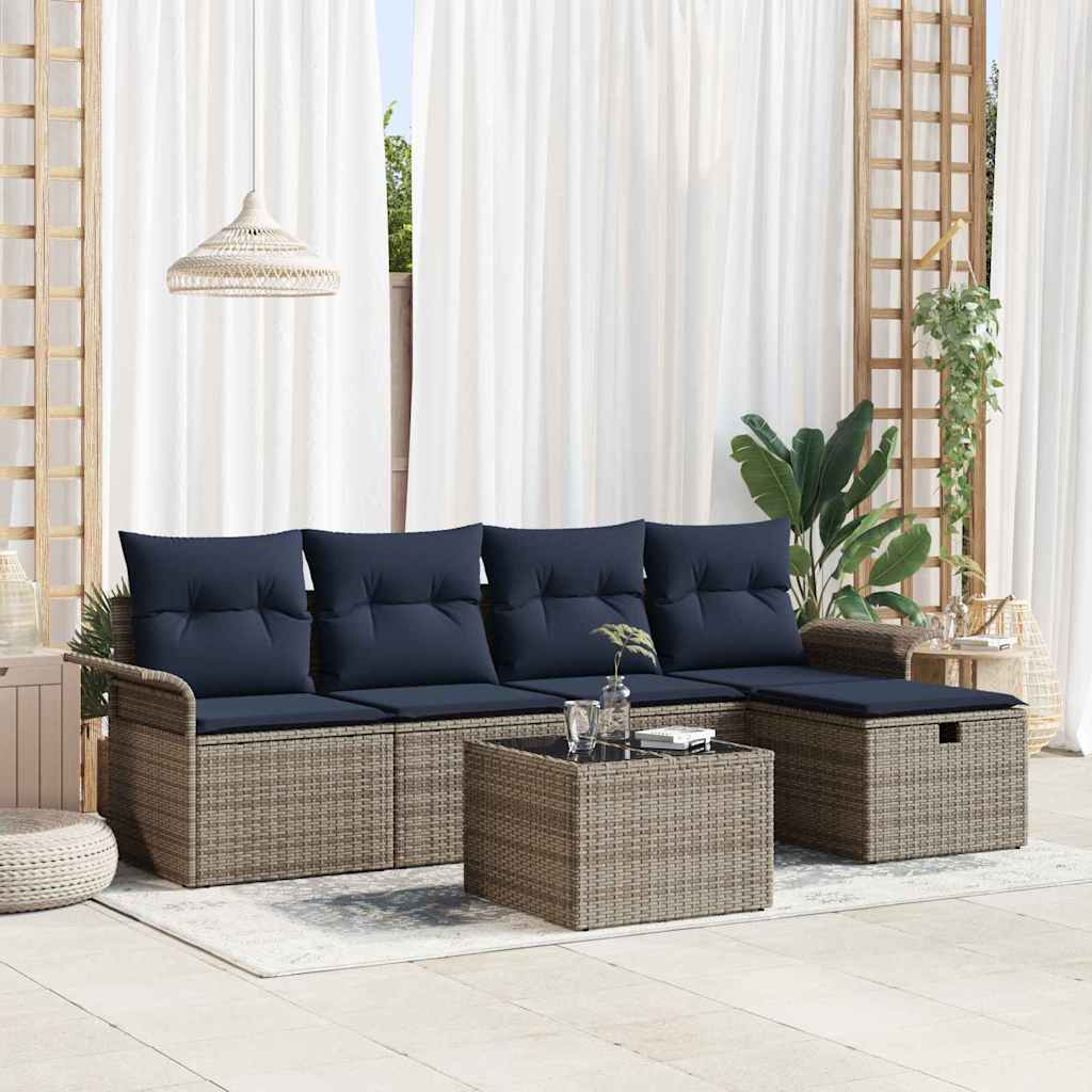 Gartensofa-set 6 stk. Poly Rattan