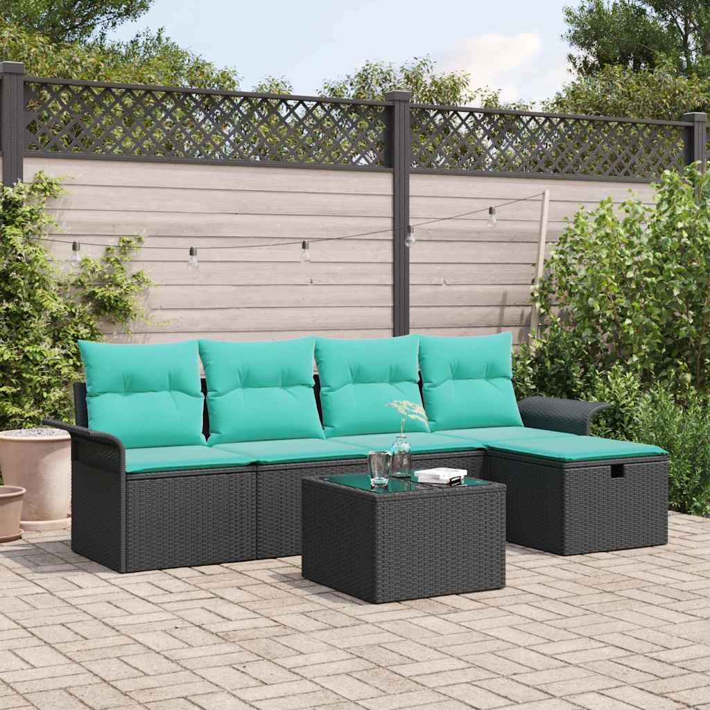 Gartensofa-set 6 stk. Poly Rattan
