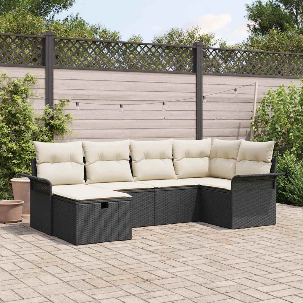 Gartensofa-set 6 stk. Poly Rattan
