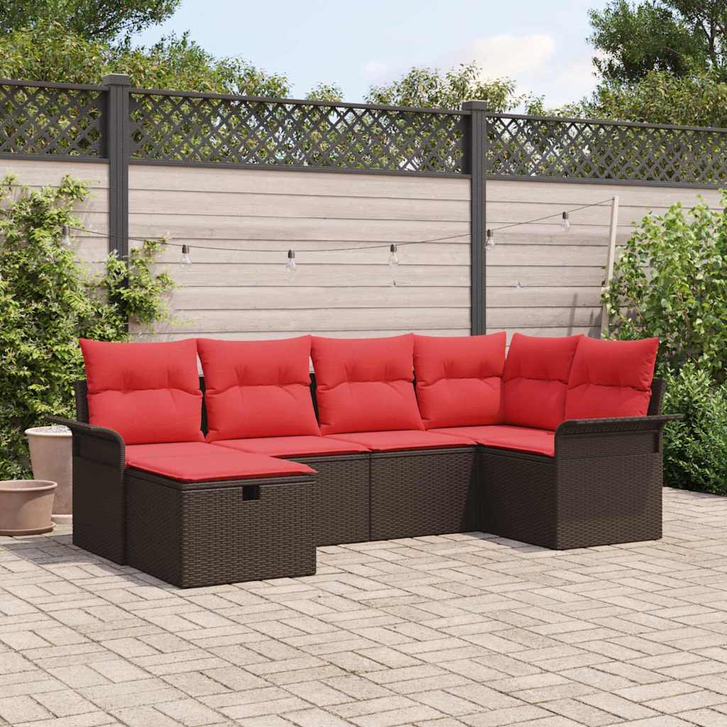 Gartensofa-set 6 stk. Poly Rattan