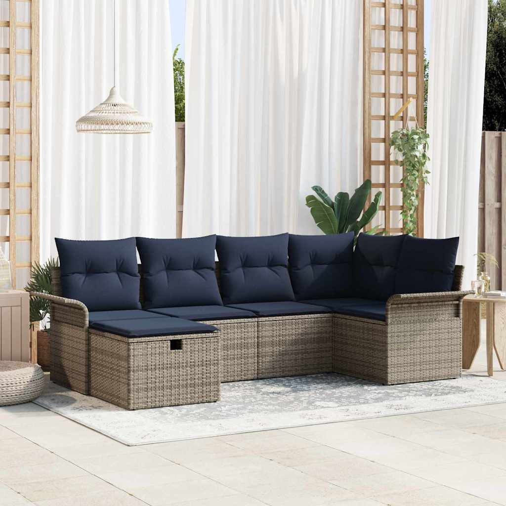 Gartensofa-set 6 stk. Poly Rattan