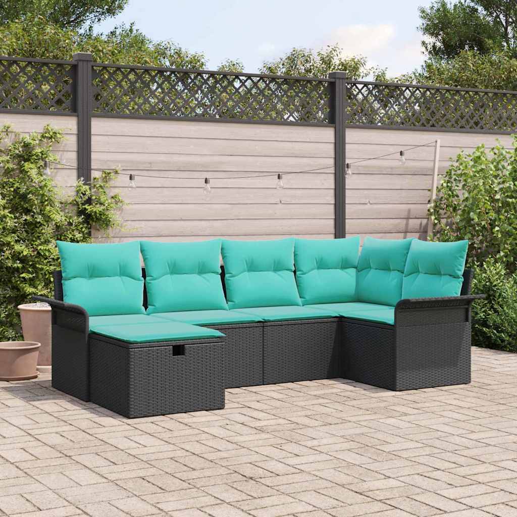 Gartensofa-set 6 stk. Poly Rattan