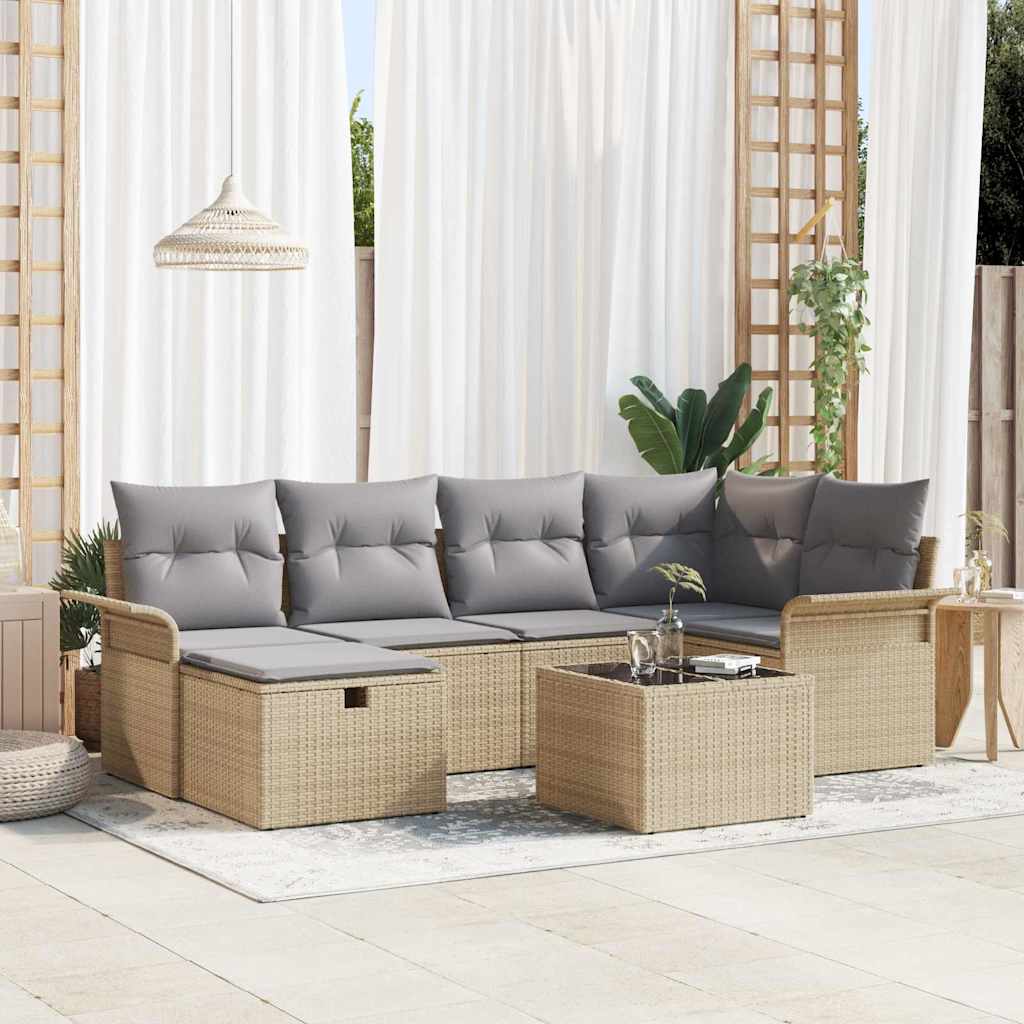 Gartensofa-set 7 stk. Poly Rattan