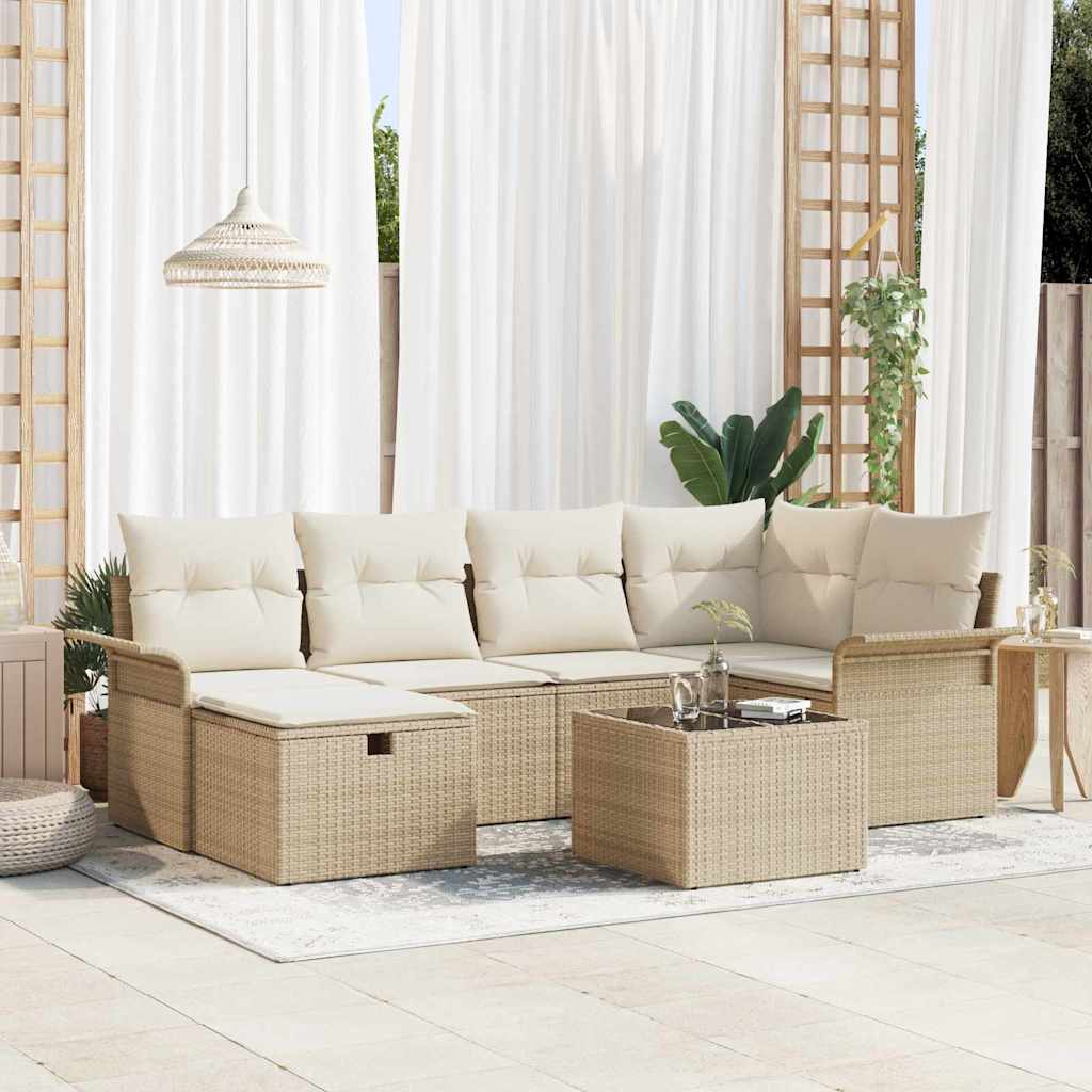 Gartensofa-set 7 stk. Poly Rattan