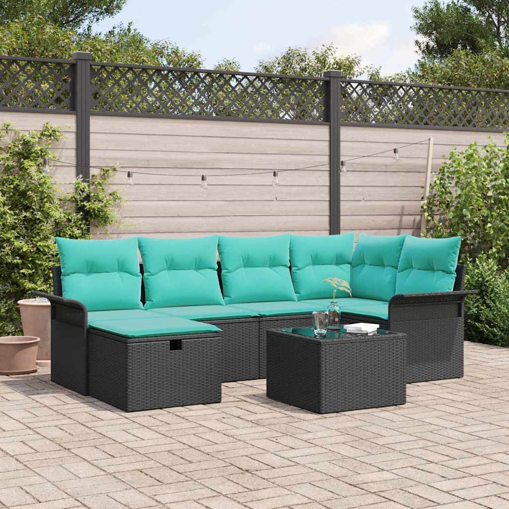 Gartensofa-set 7 stk. Poly Rattan