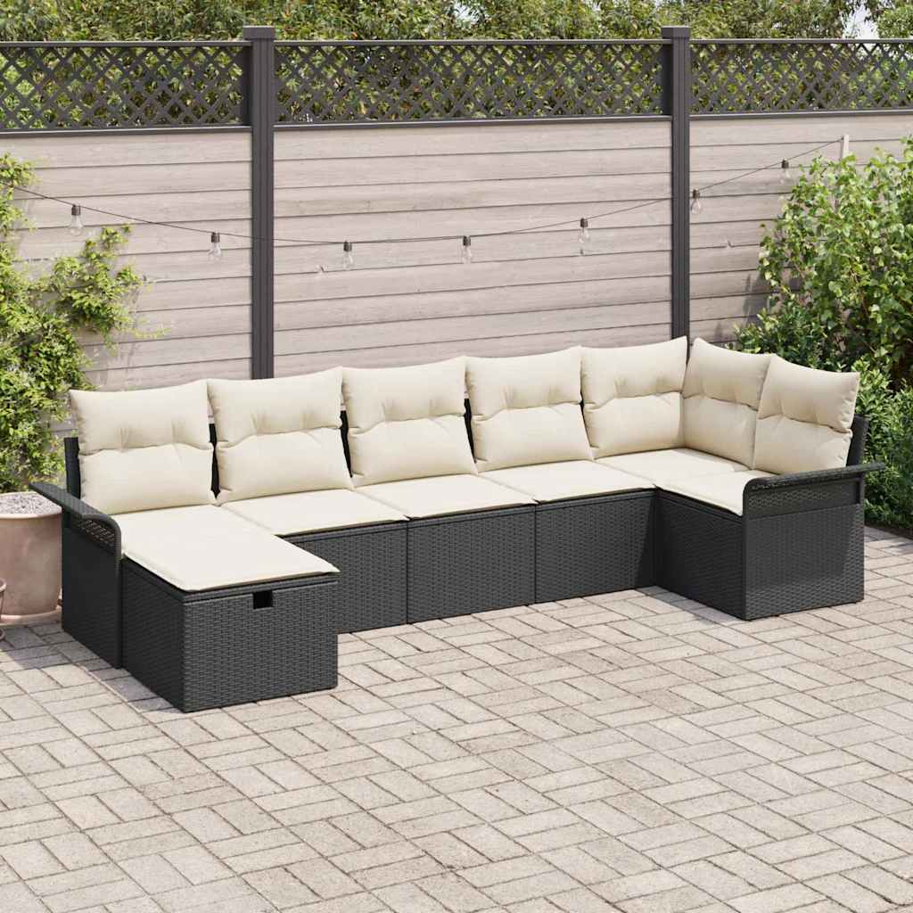Gartensofa-set 7 stk. Poly Rattan