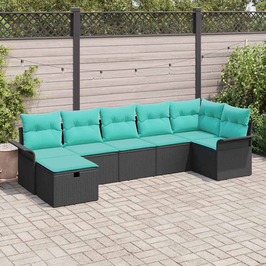 Gartensofa-set 7 stk. Poly Rattan
