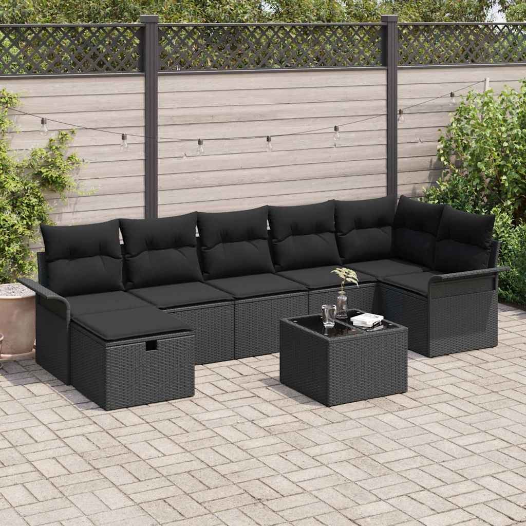 Gartensofa-set 8 stk. Poly Rattan