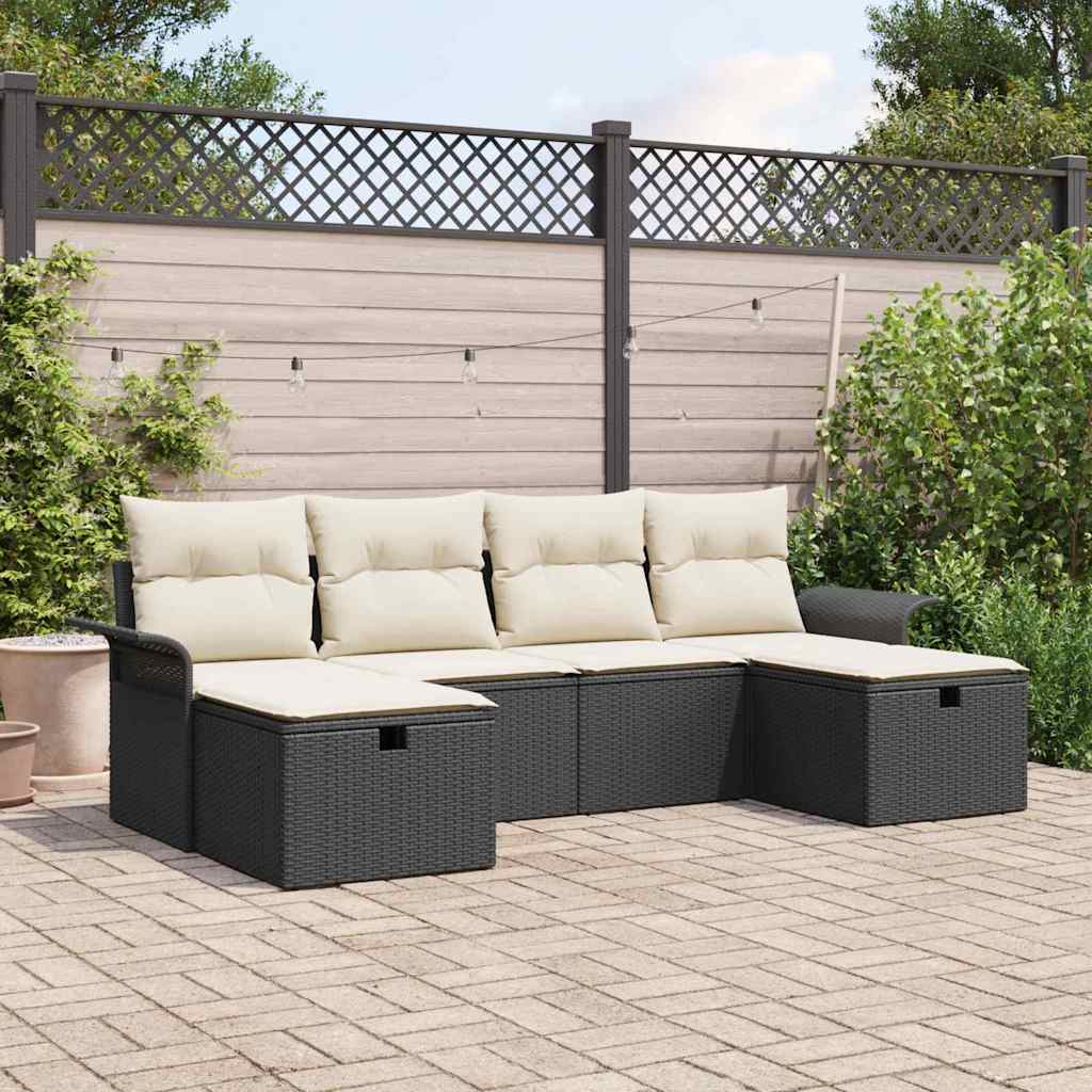 Gartensofa-set 6 stk. Poly Rattan