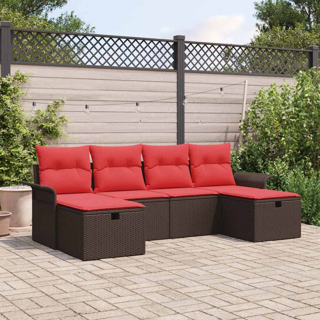 Gartensofa-set 6 stk. Poly Rattan