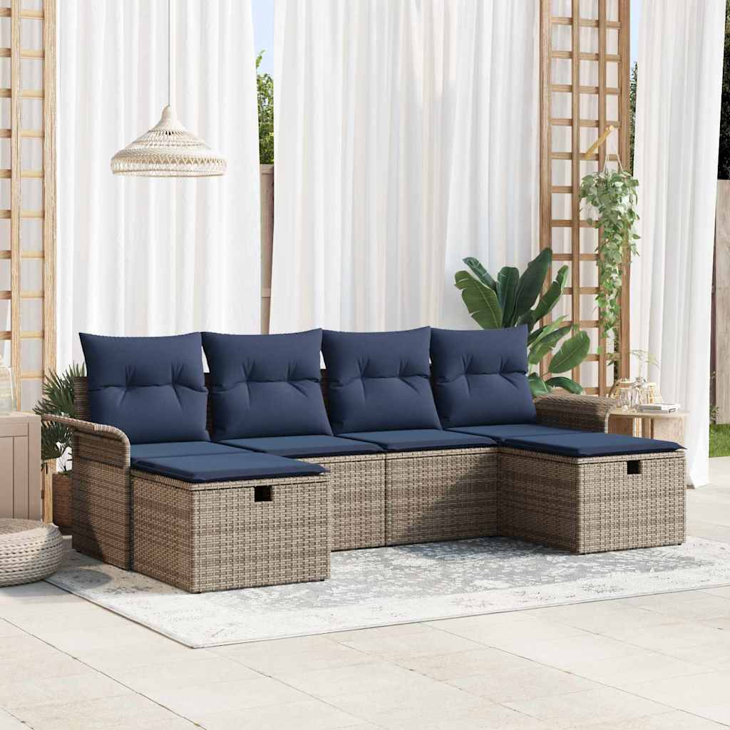 Gartensofa-set 6 stk. Poly Rattan