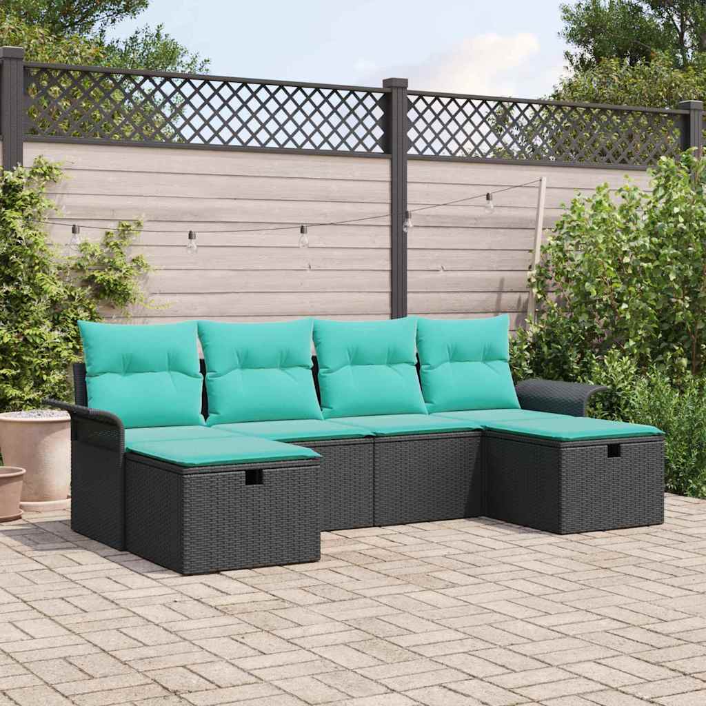 Gartensofa-set 6 stk. Poly Rattan