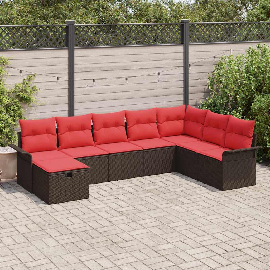 Gartensofa-set 8 stk. Poly Rattan