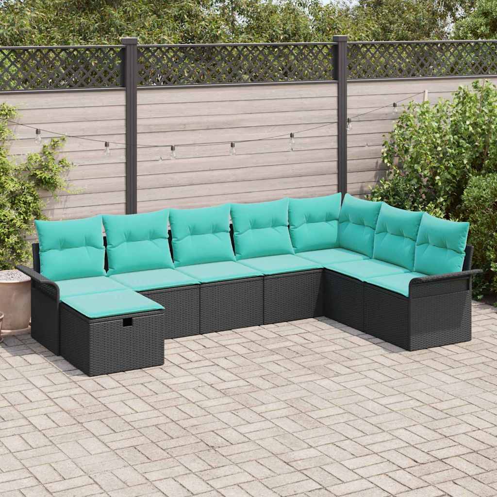 Gartensofa-set 8 stk. Poly Rattan