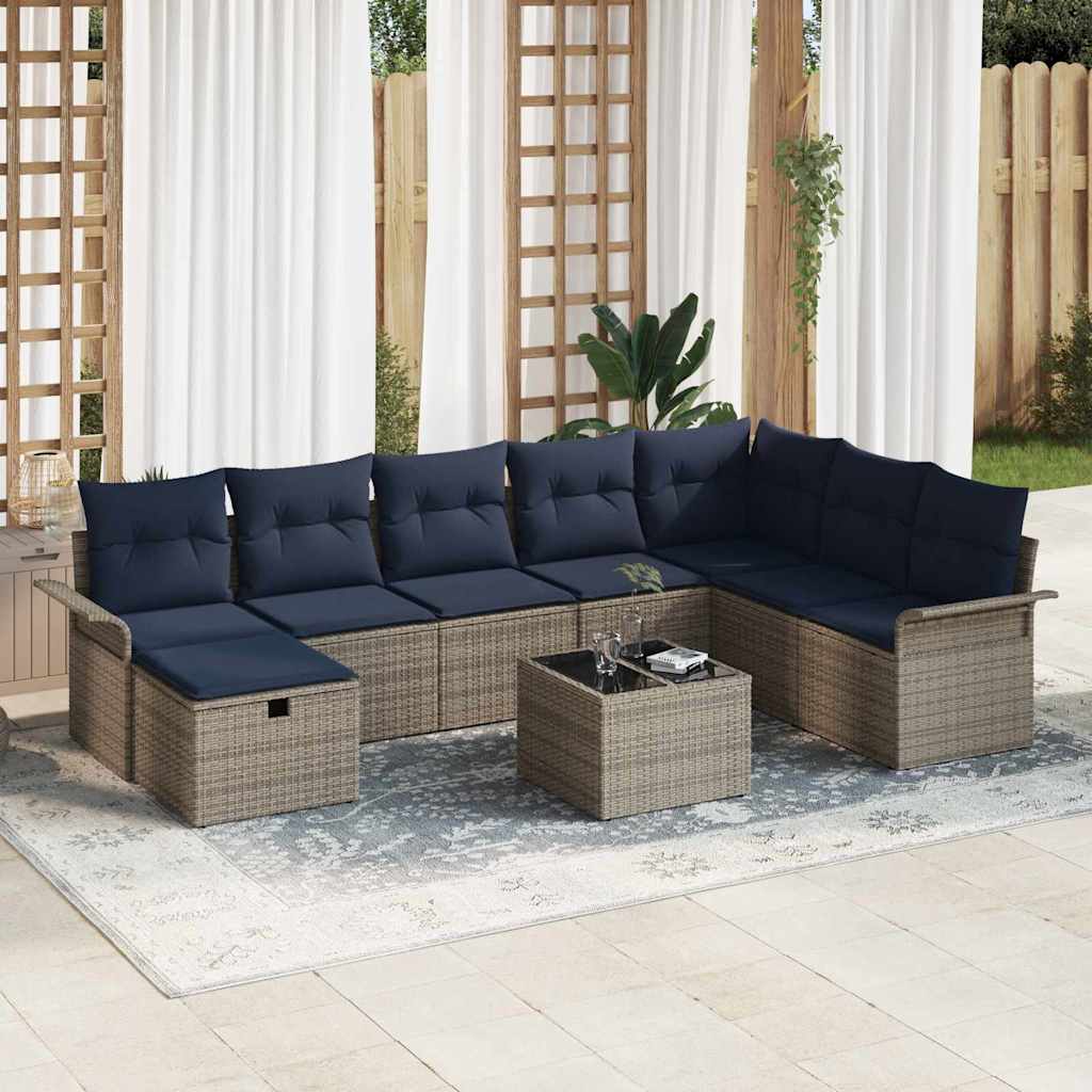 Gartensofa-set 9 stk. Poly Rattan