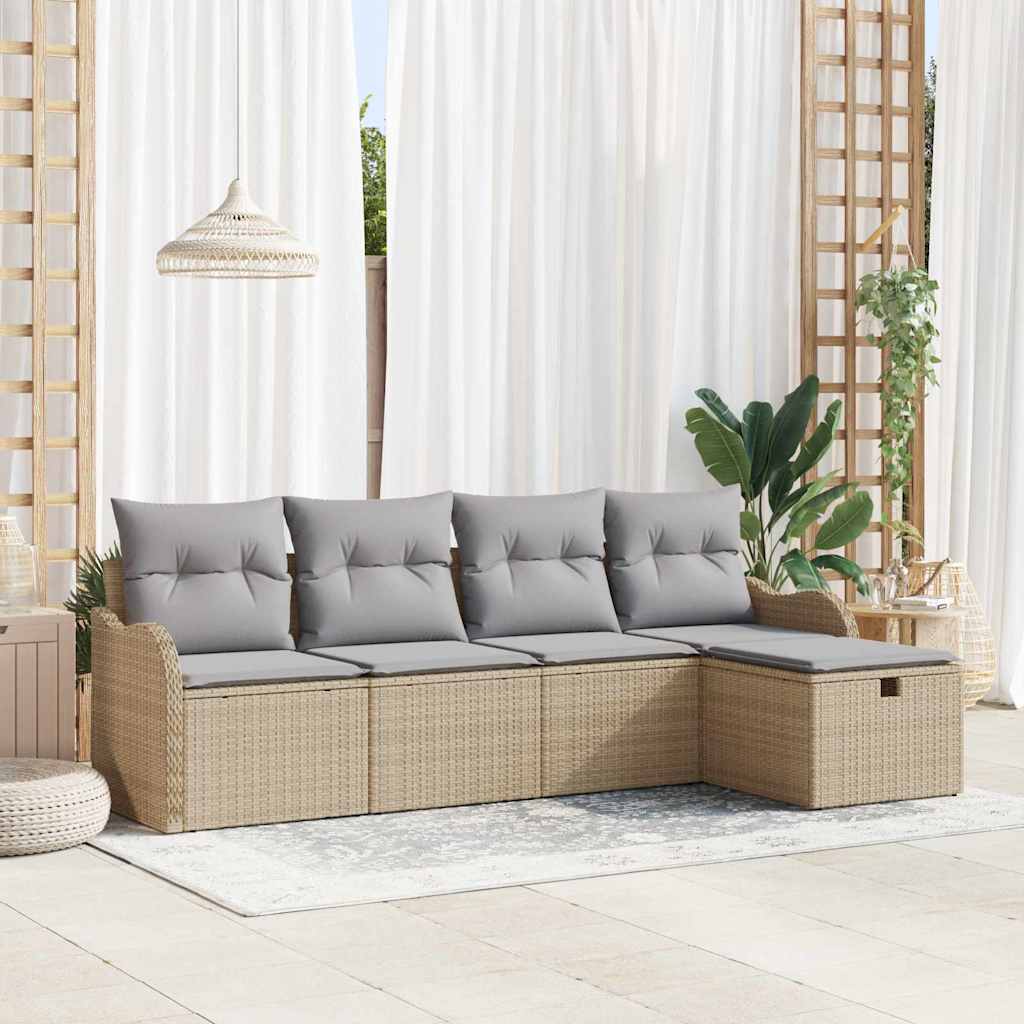 Gartensofa-set 5 stk. Poly Rattan