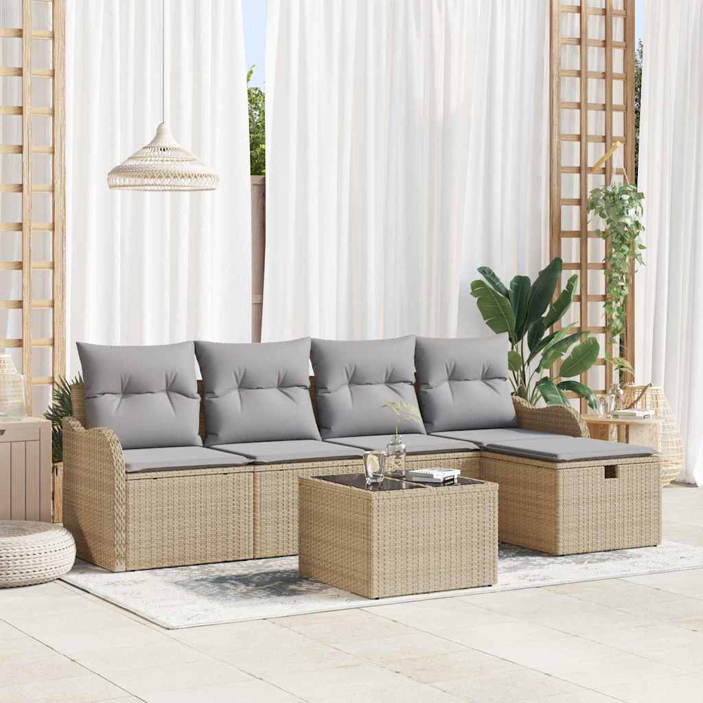 Gartensofa-set 6 stk. Poly Rattan