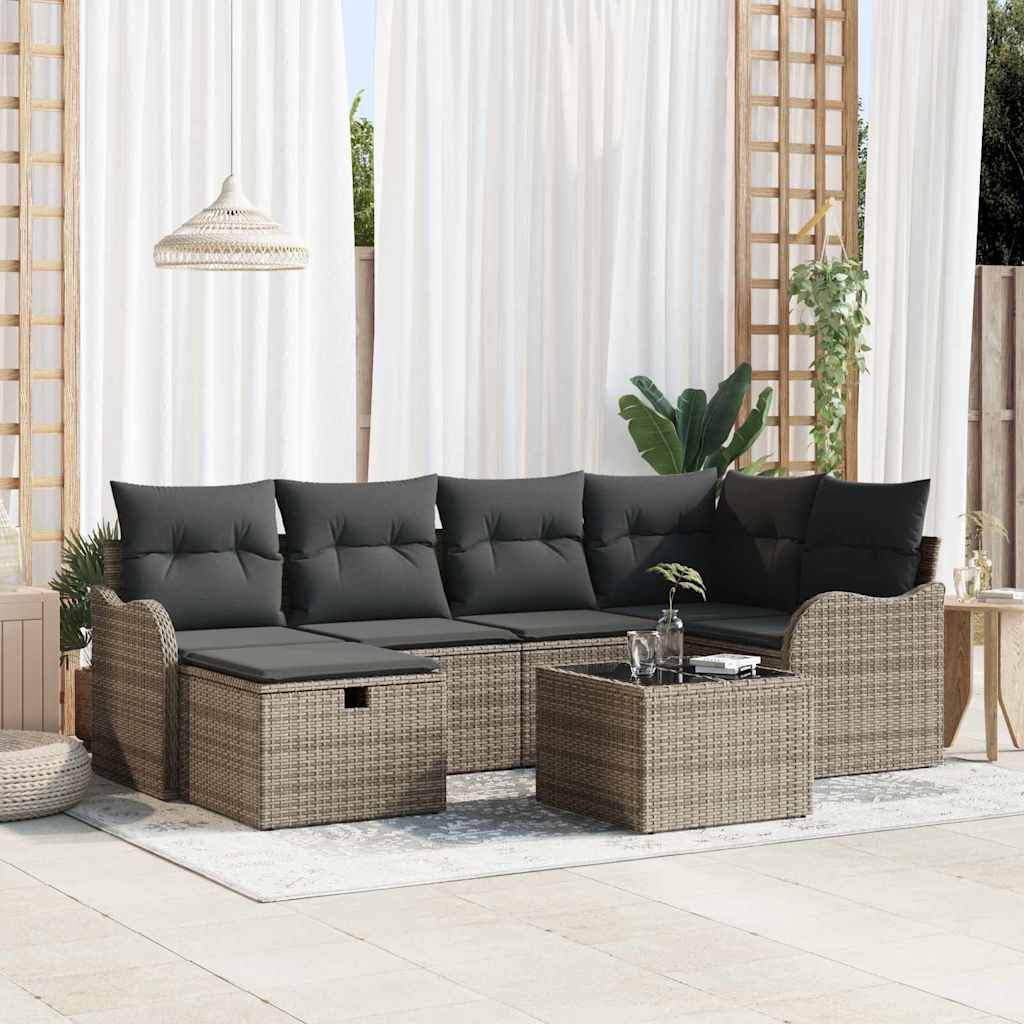 Gartensofa-set 7 stk. Poly Rattan