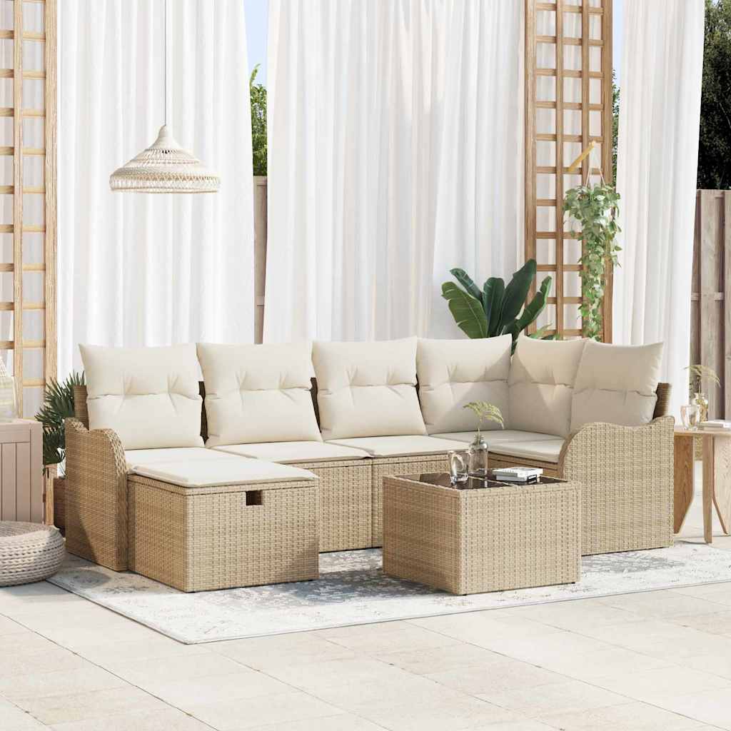 Gartensofa-set 7 stk. Poly Rattan