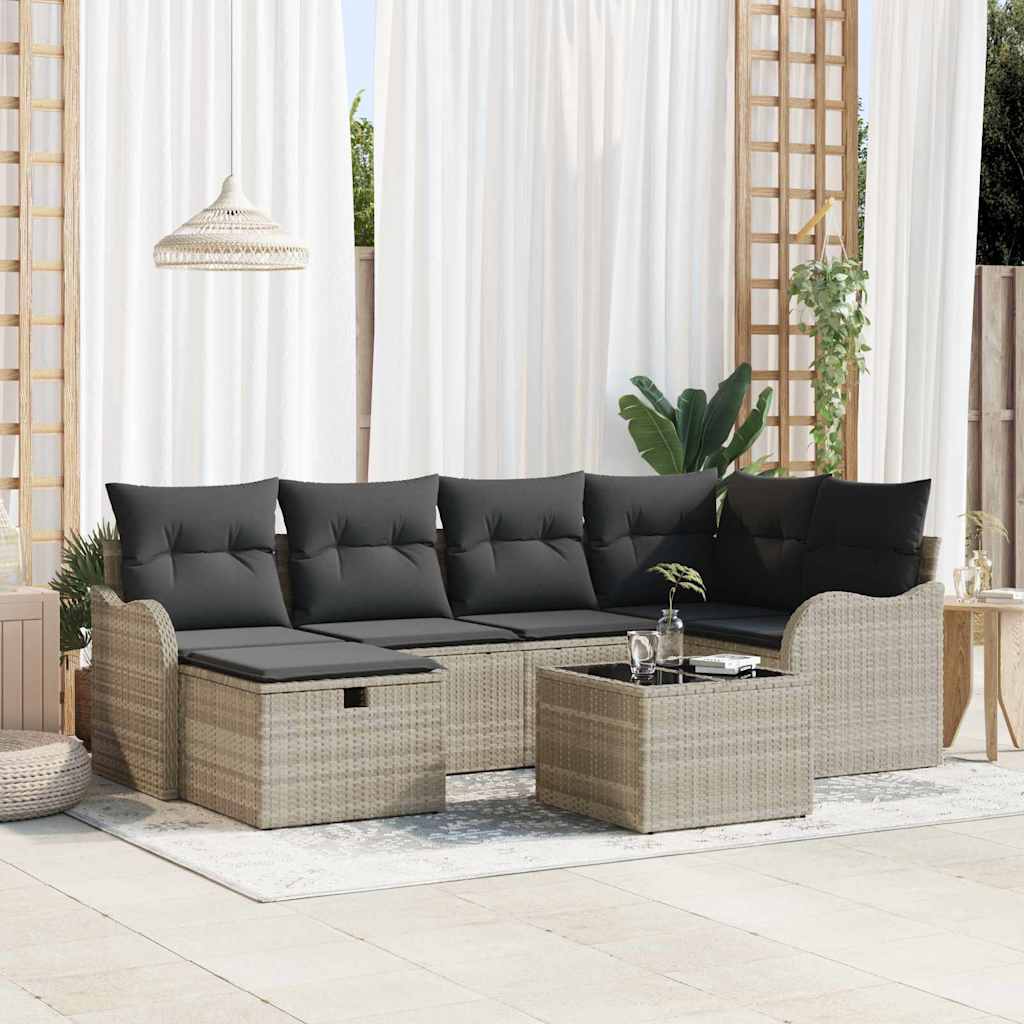 Gartensofa-set 7 stk. Poly Rattan