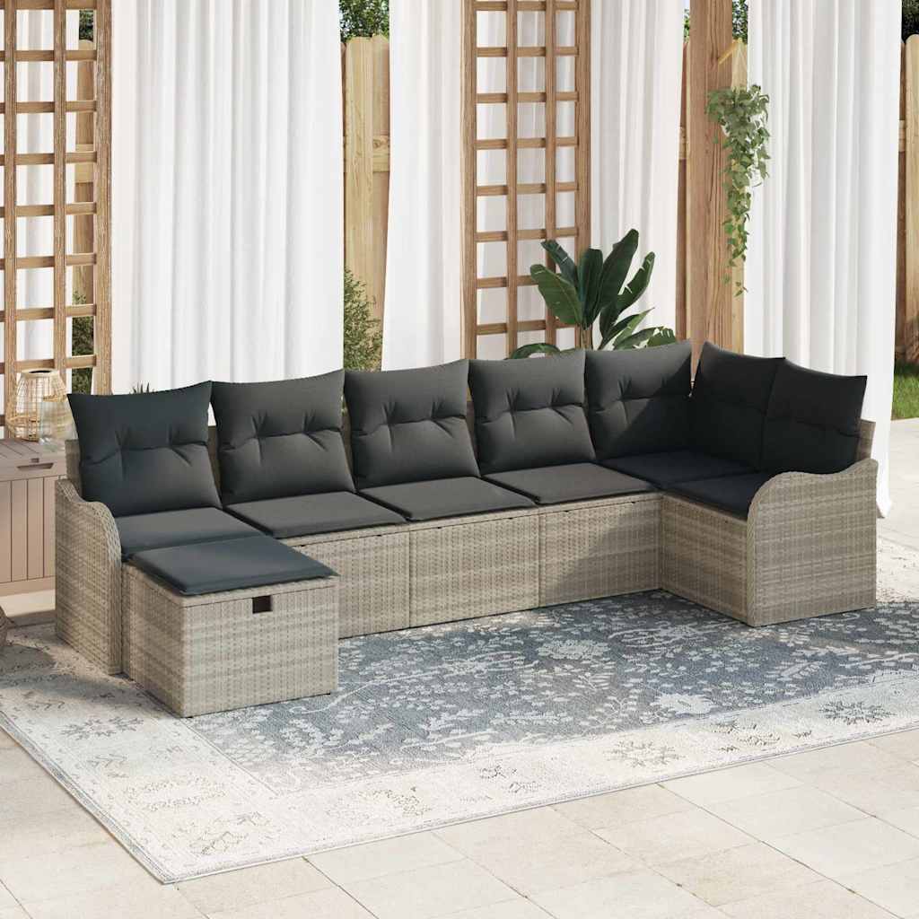 Gartensofa-set 7 stk. Poly Rattan