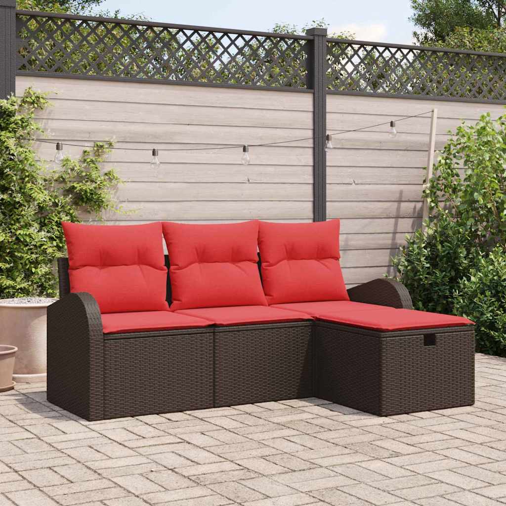 Gartensofa-set 4 stk. Braun Poly-Rattan