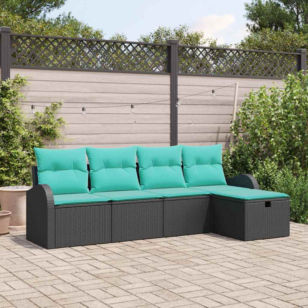 Gartensofa-set 5 stk. Schwarz Poly-Rattan