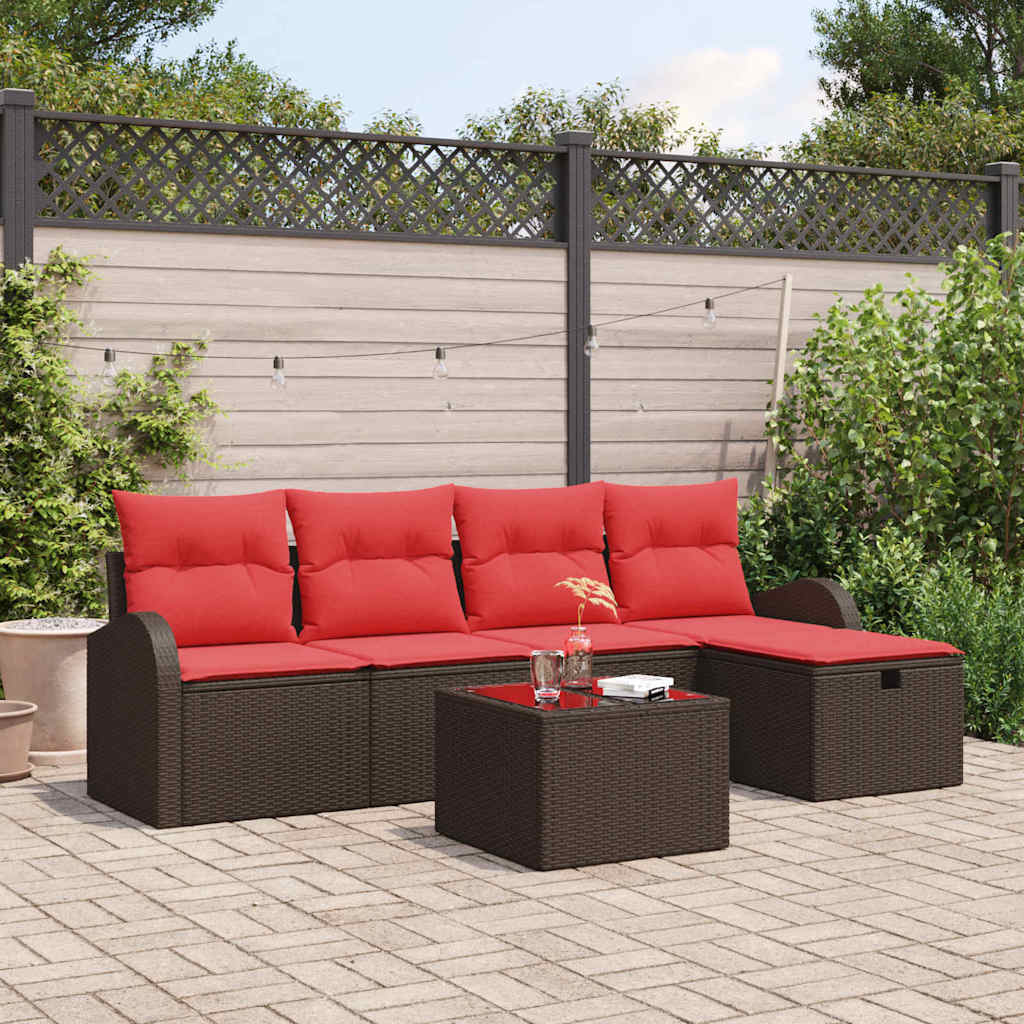 Gartensofa-set 6 stk. Braun Poly-Rattan