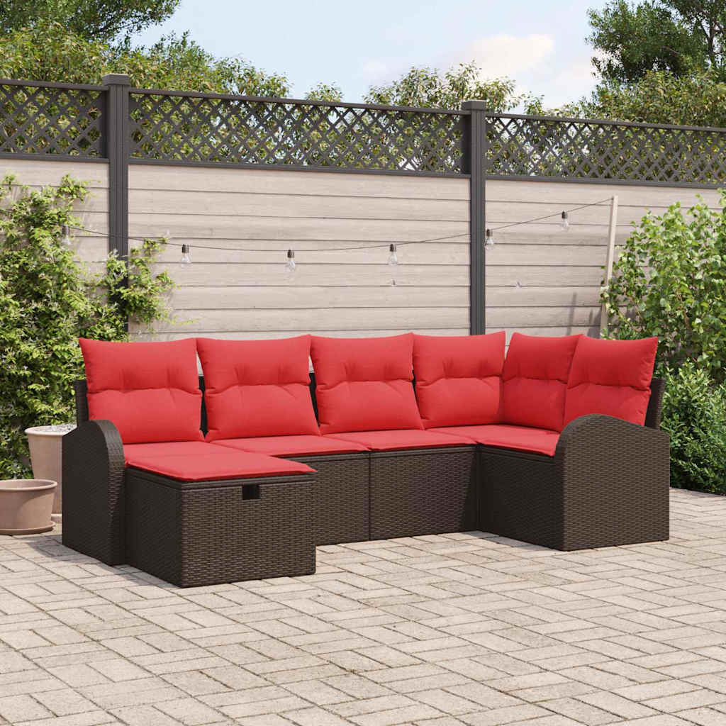 Gartensofa-set 6 stk. Braun Poly-Rattan