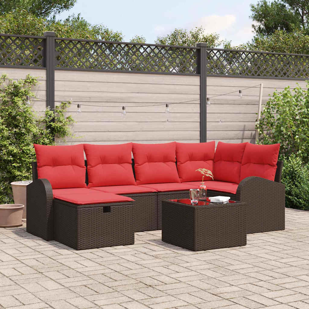 Gartensofa-set 7 stk. Braun Poly-Rattan