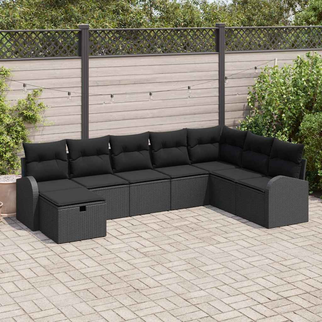Gartensofa-set 8 stk. Schwarz Poly-Rattan